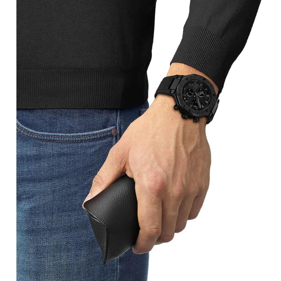 Tissot T-Race Chronograph 45mm Dark Grey Dial Black Rubber Strap Watch