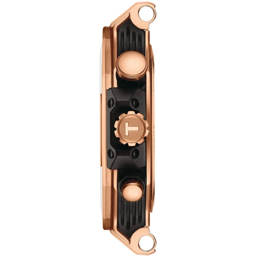 Tissot T-Race 45mm Black Chrono Dial Rose Gold Case Black Strap Watch