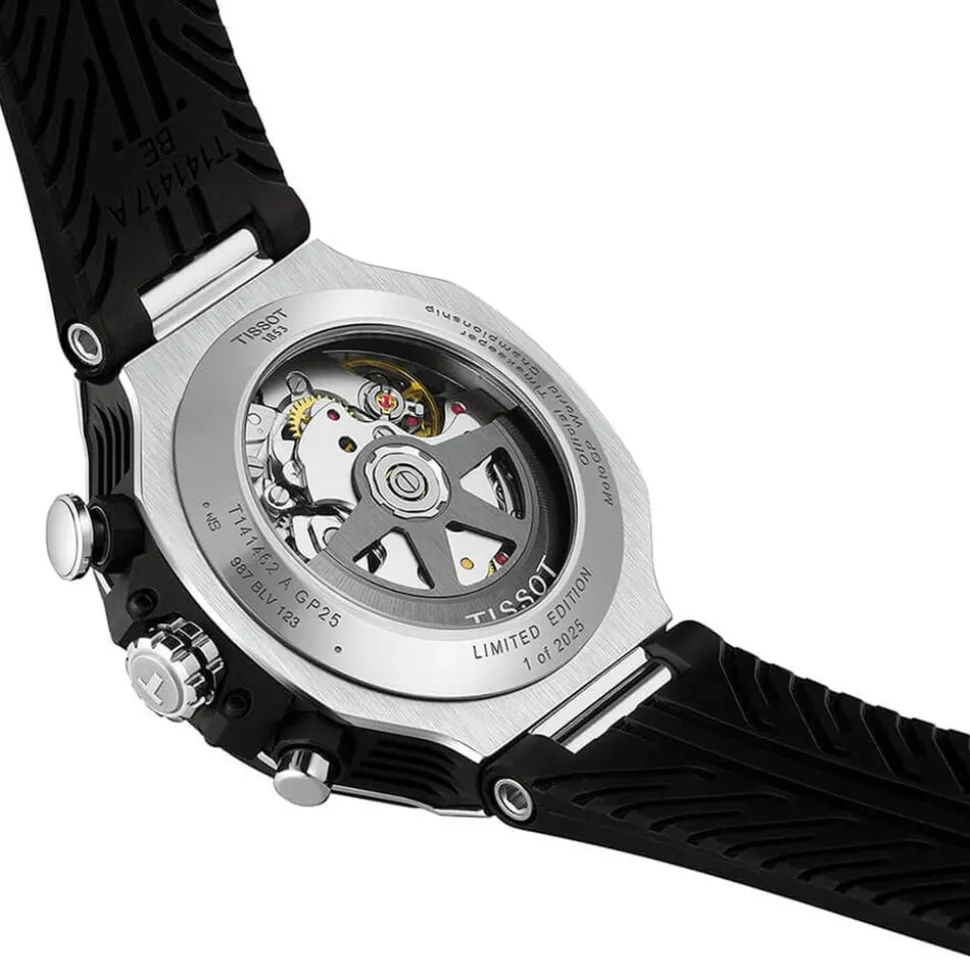 Tissot T-Race MotoGP Automatic Chronograph 45mm Transparent Dial Black Rubber Strap Watch