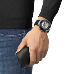 Tissot T-Race MotoGP Automatic Chronograph 45mm Transparent Dial Black Rubber Strap Watch