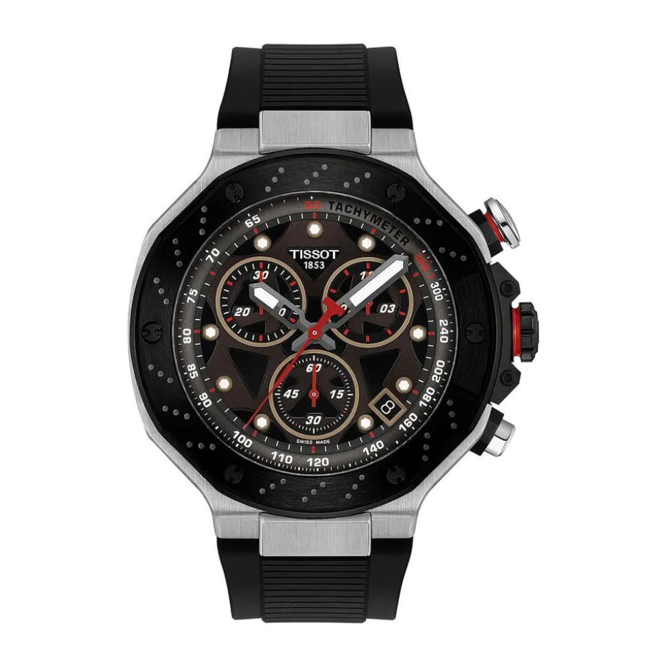 Tissot T-Race MotoGP Quartz Chronograph 45mm Dark Grey Dial Black Rubber Strap Watch
