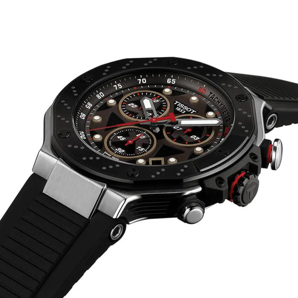 Tissot T-Race MotoGP Quartz Chronograph 45mm Dark Grey Dial Black Rubber Strap Watch
