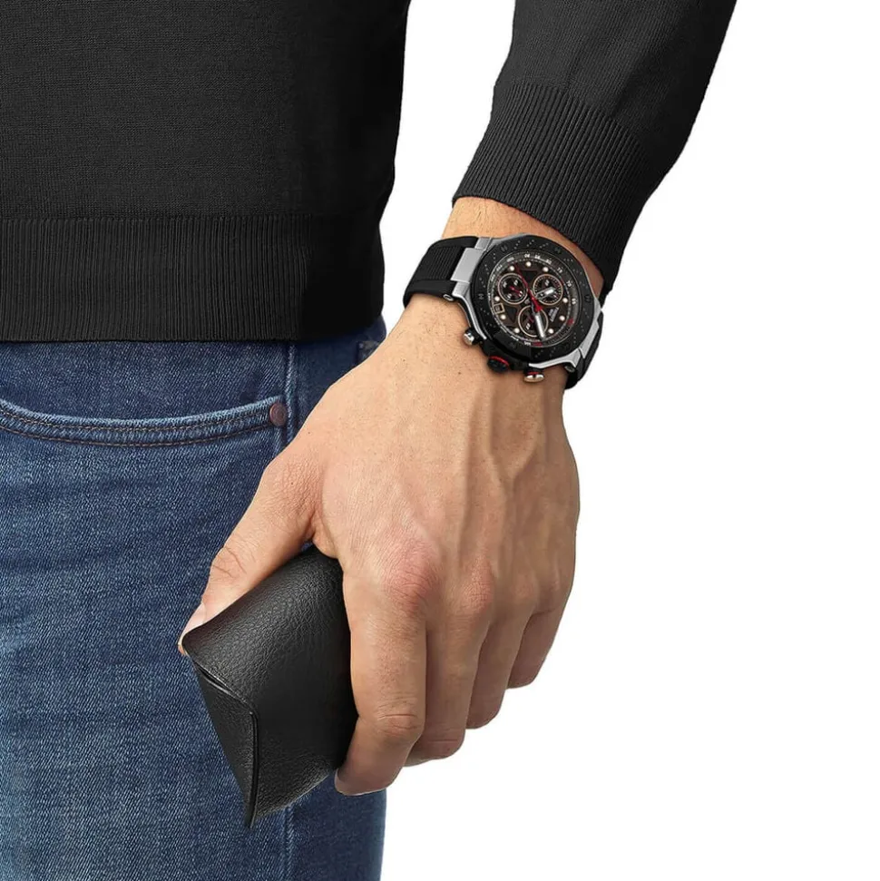 Tissot T-Race MotoGP Quartz Chronograph 45mm Dark Grey Dial Black Rubber Strap Watch