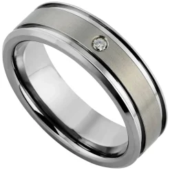 Titanium And Diamond Men's Wedding Ring