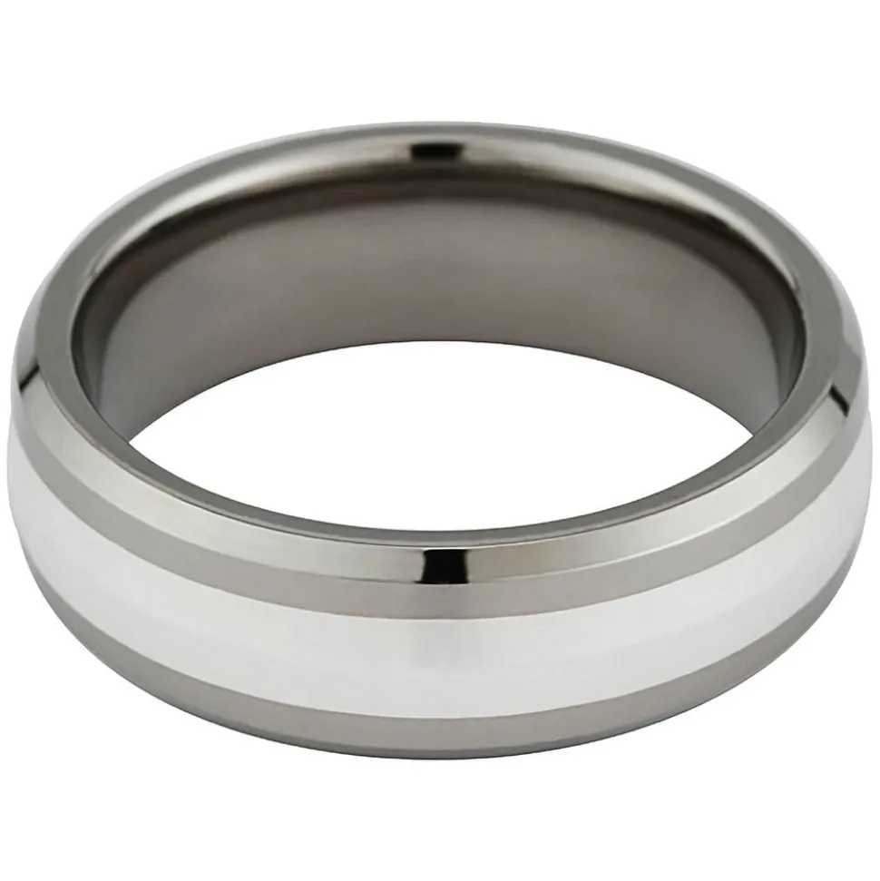 Titanium and Silver 7mm Wedding Ring