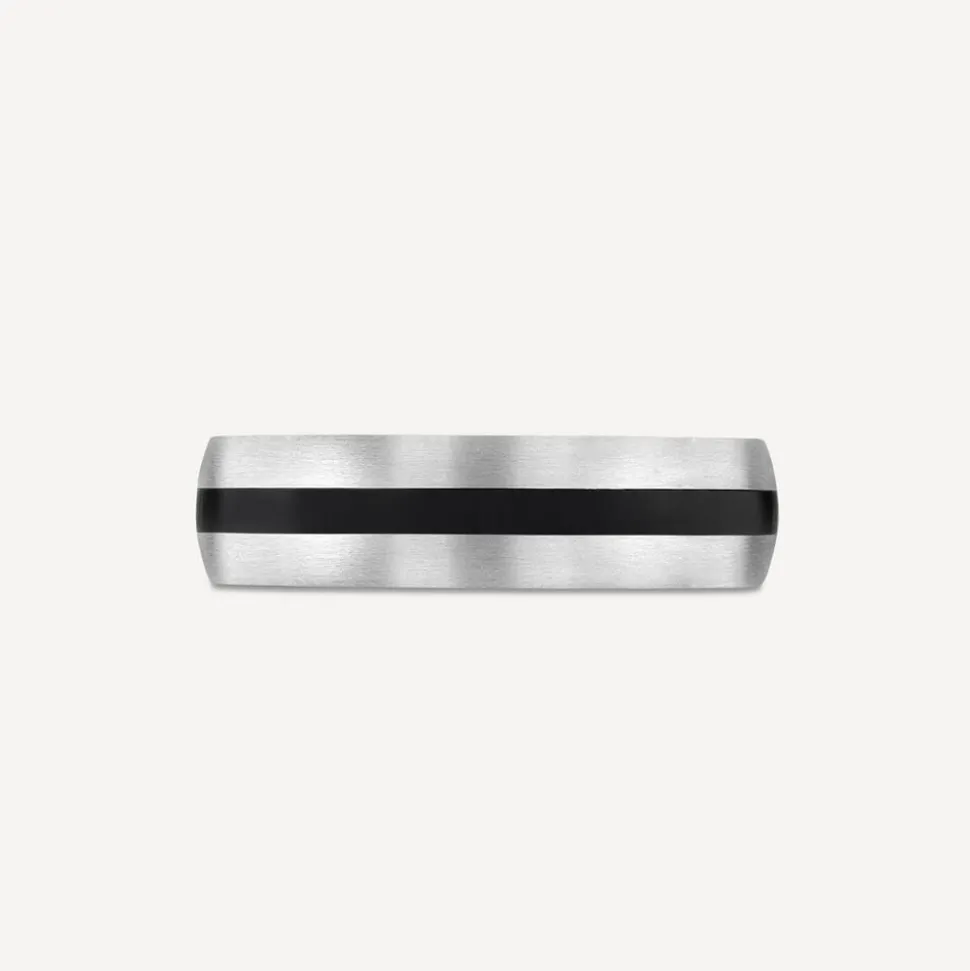 Titanium Black Centre Stripe 6mm Band Ring
