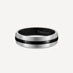 Titanium Black Centre Stripe 6mm Band Ring