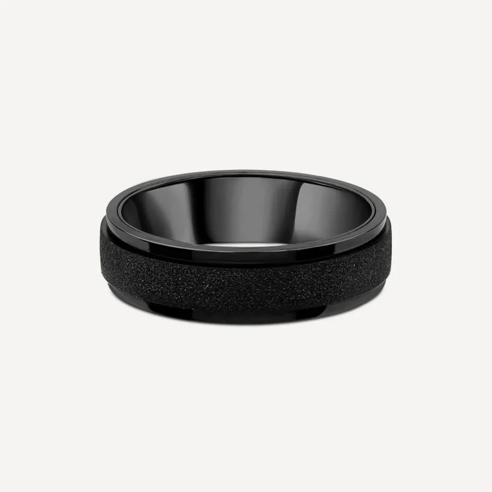 Titanium Frost Centre Polished 6mm Men's Wedding Ring