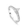 Tulip Setting 18ct White Gold 0.50ct Pear Solitaire & Channel Shoulders Diamond Ring
