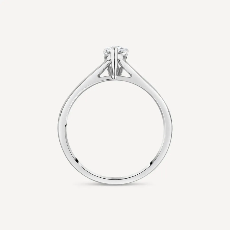 Tulip Setting 18ct White Gold 0.50ct Pear Solitaire & Channel Shoulders Diamond Ring