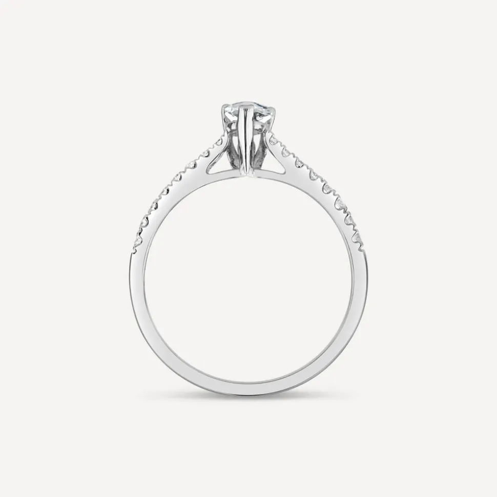Tulip Setting 18ct White Gold 0.50ct Pear & Diamond Shoulders Diamond Ring