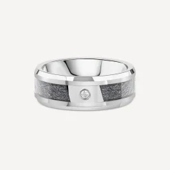 Tungsten Black Inset Cubic Zirconia Polished 8mm Men's Ring