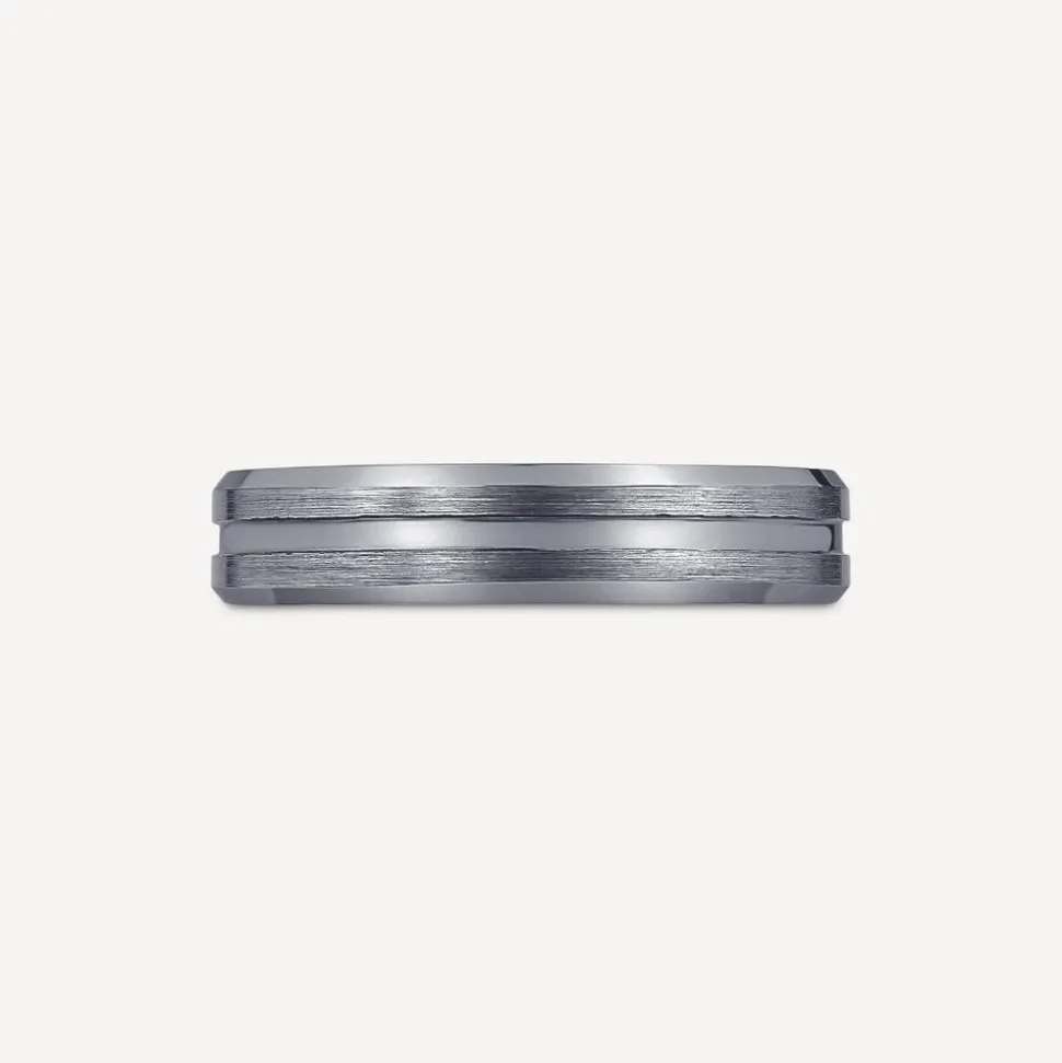 Tungsten Matte Centre Groove Polished Edge 5mm Men's Ring