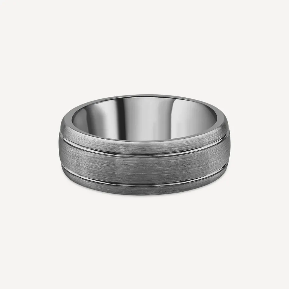 Tungsten Matte Two Line 8mm Men's Ring