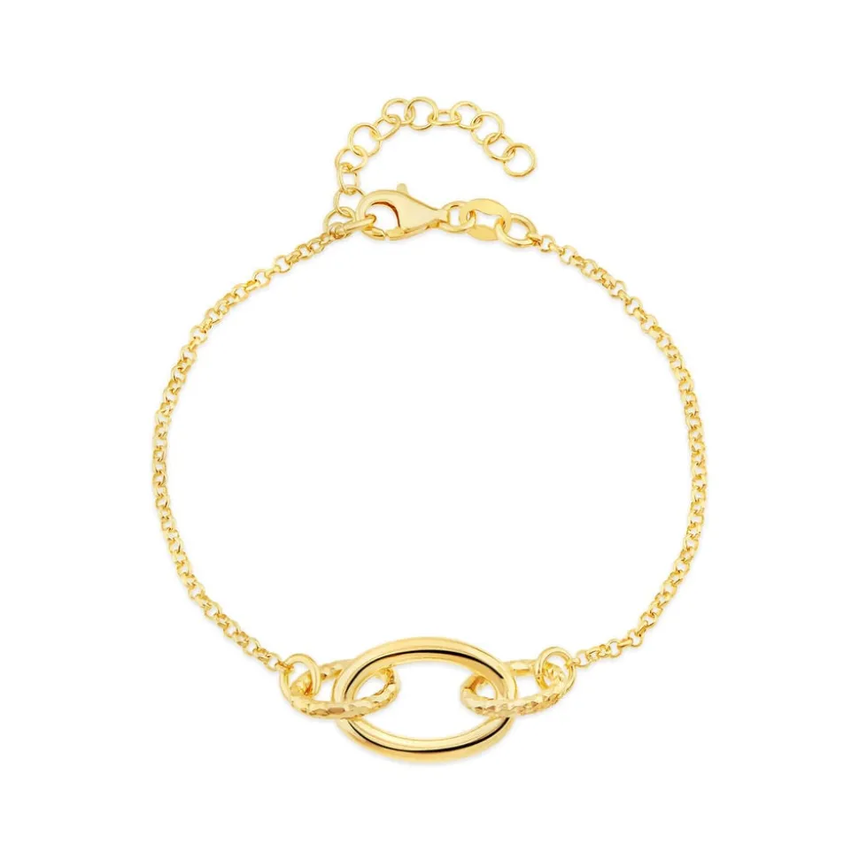 Yellow Gold Plated Sterling Silver Diamond Cut & Polished Link Bracelet