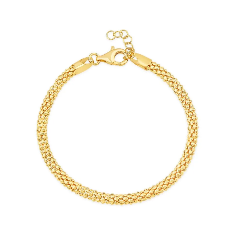 Yellow Gold Plated Sterling Silver Popcorn Tube Bracelet