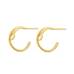 Yellow Gold Plated Sterling Silver Cubic Zirconia Open Double Hoop Earrings