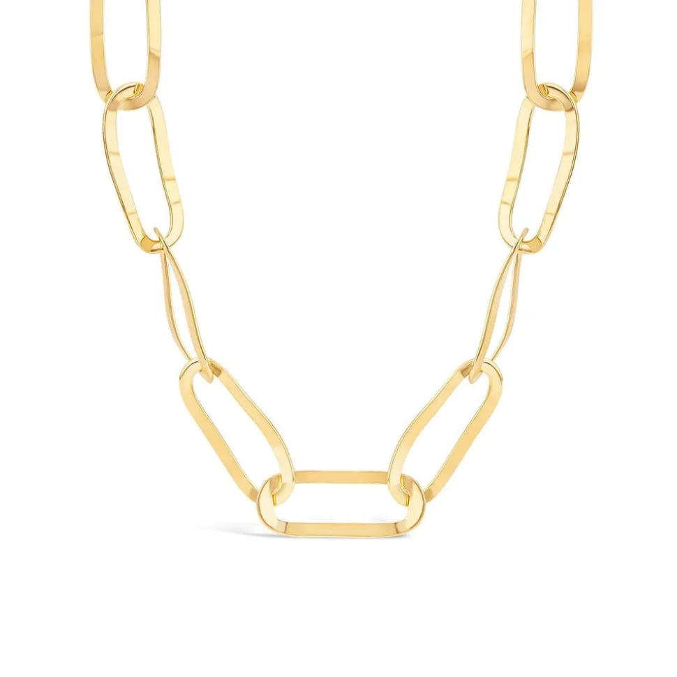 Yellow Gold Plated Sterling Silver Open Oval Link Necklet