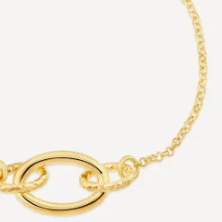 Yellow Gold Plated Sterling Silver Diamond Cut & Polished Link Bracelet