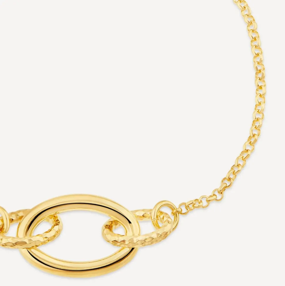 Yellow Gold Plated Sterling Silver Diamond Cut & Polished Link Bracelet