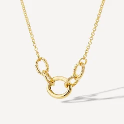 Yellow Gold Plated Sterling Silver Diamond Cut & Polished Link Necklet