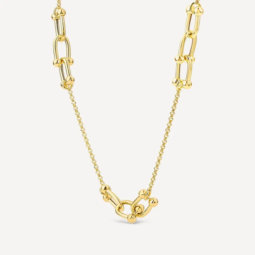 Yellow Gold Plated Sterling Silver Stationed Stirrup Chain Necklet
