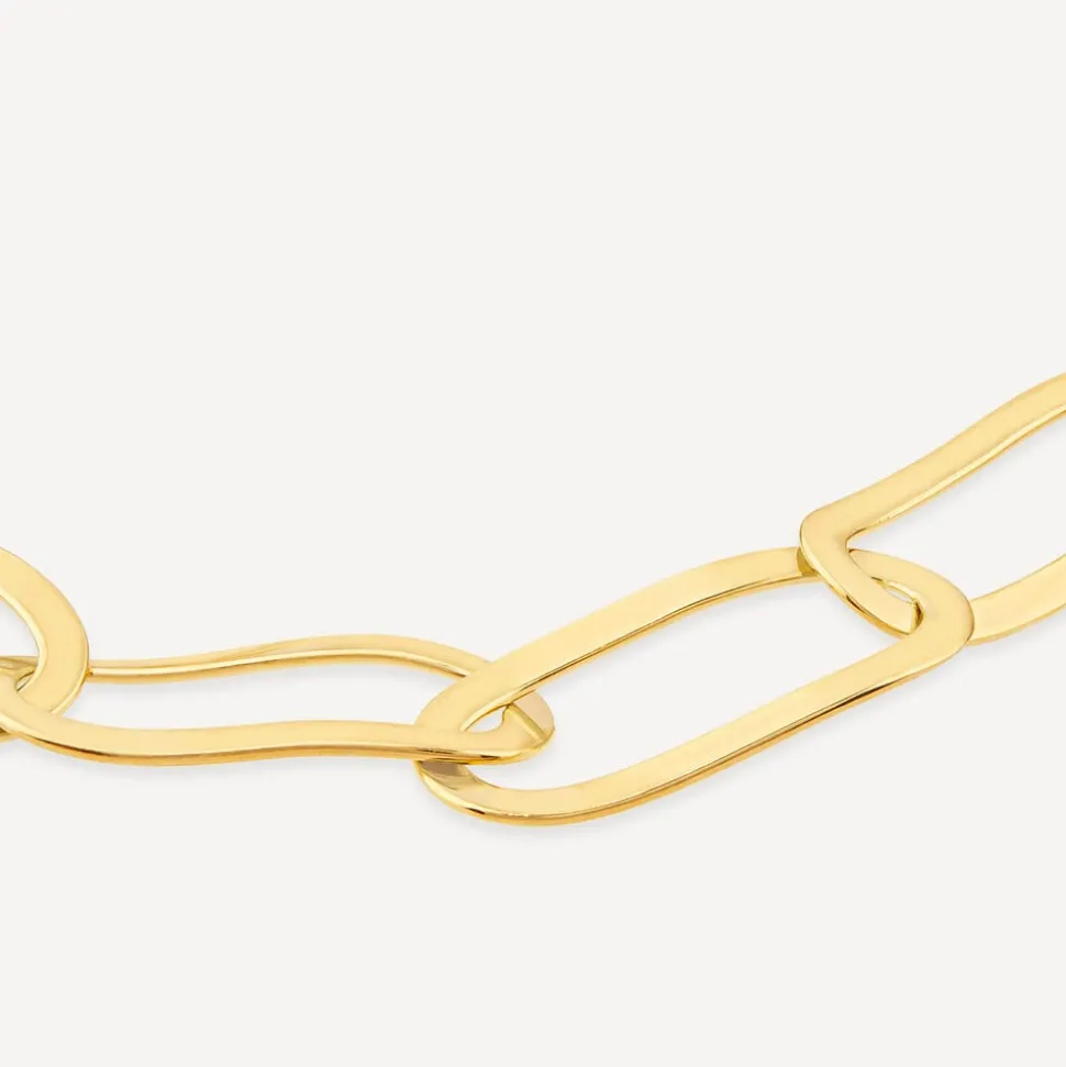 Yellow Gold Plated Sterling Silver Open Oval Link Bracelet