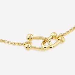Yellow Gold Plated Sterling Silver Stationed Stirrup Chain Bracelet