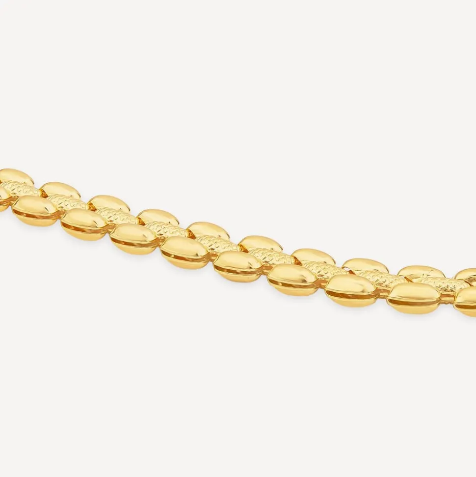 Yellow Gold Plated Sterling Silver Brick Link Bracelet