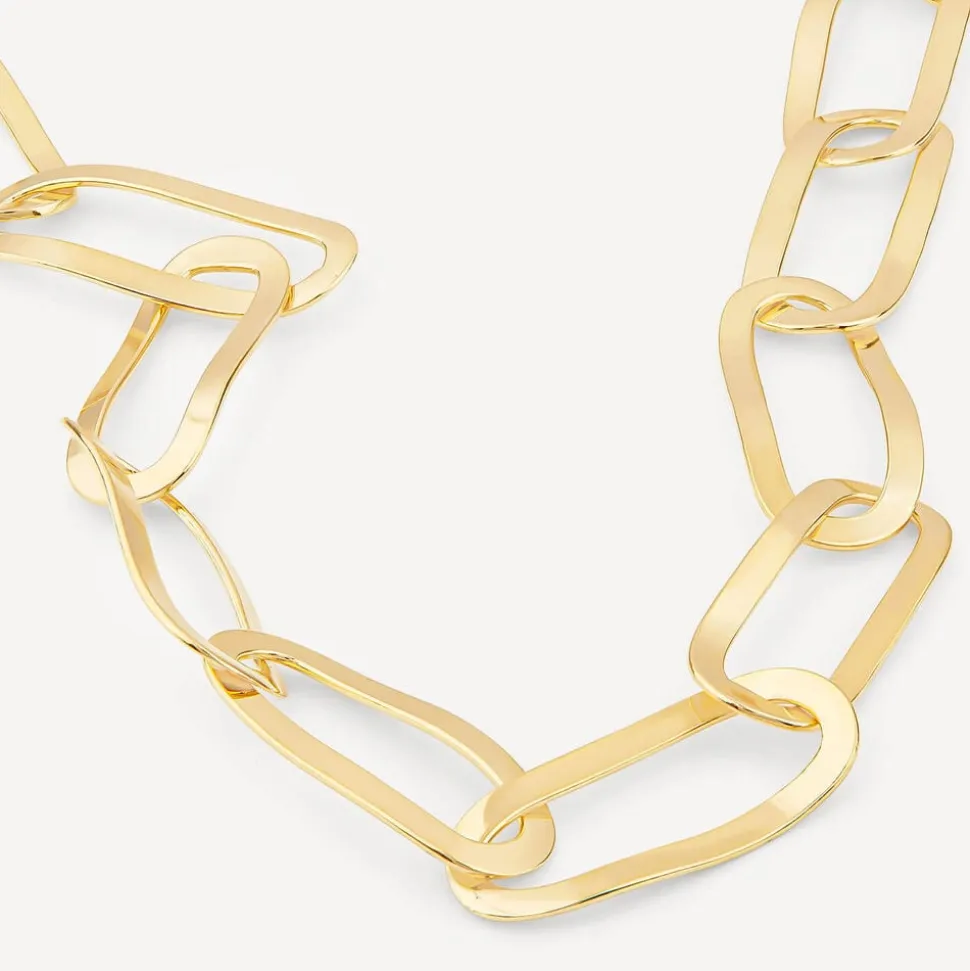 Yellow Gold Plated Sterling Silver Open Oval Link Necklet