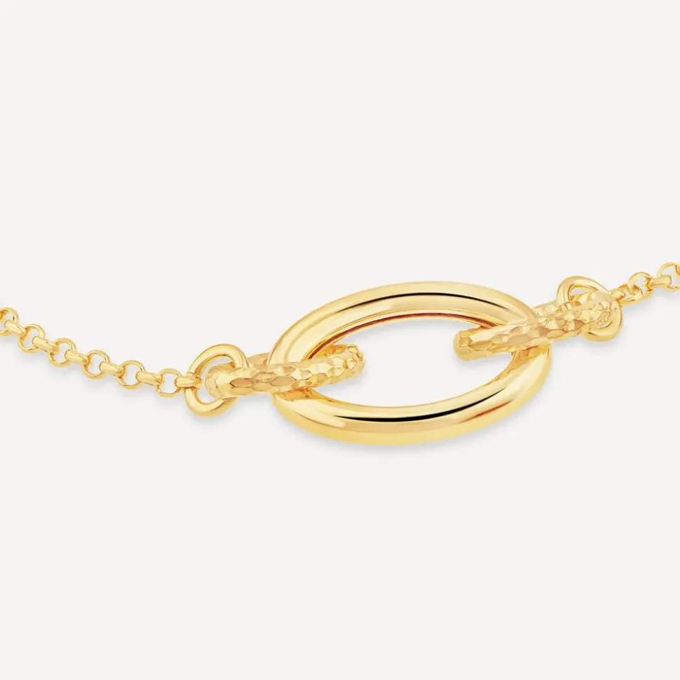 Yellow Gold Plated Sterling Silver Diamond Cut & Polished Link Bracelet
