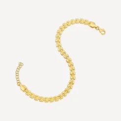 Yellow Gold Plated Sterling Silver Brick Link Bracelet