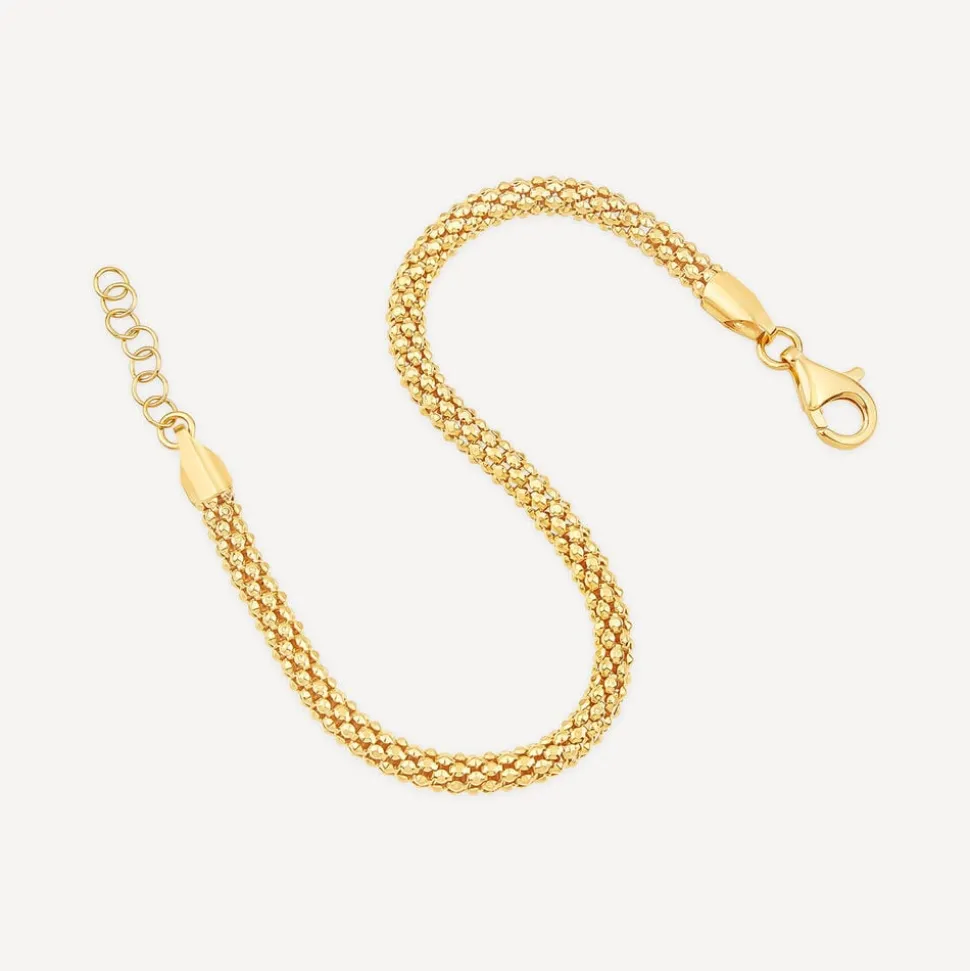 Yellow Gold Plated Sterling Silver Popcorn Tube Bracelet